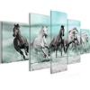 Runa Art - Quadri Cavalli 200 x 100 cm 5 Pezzi XXL Decorazione Murale Design Blu 014151b
