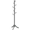 GYMAX Appendiabiti da Terra in Legno, Attaccapanni da Terra con 8 Ganci Regolabili in Altezza, Adatto per Ingresso, Corridoio, Camera da Letto, 50 x 50 x 100/138/175 cm (Grigio)