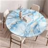 Morbuy Plastificata Tovaglia Rotondo con Bordo Elastico, Tovaglie da Tavola Antimacchia Plastica Tovaglia Colorato per Salotto Caffè Pranzo Giardino Decorazione (Blu,130cm)