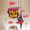 kina - UVBF0012 Adesivi Murali Vetrofania - Black Friday Wow - Misure 60x35 cm - Vetrine Negozi per Black Friday, Stickers, Adesivi
