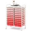 GIANTEX Carrello con 20 cassetti, impilabile, per cassetti, da cucina, bagno, ufficio, 64 x 39 x 88 cm (rosso + rosa)