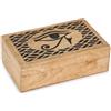 Ajuny Scatola Portagioie Decorativa in Legno Intagliata a mano Design Occhio Della Verità Vintage Multiuso per Conservare Collane Orologi Ideale come Regalo 8x5 pollici