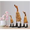 Rikmani - Figura di legno Anatra Stivali Nero - Fatto a mano in legno Decorazione Regalo Figurina 32 cm