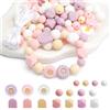 APOMOONS 76 Pezzi Margherite Perline in Silicone, Kit Perline per Braccialetti con Cordino in Nylon, Perle per Braccialetti per Fai Da Te, Portachiavi, Artigianato