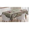 ABAKUHAUS Natale Tovaglia, Foglia di cervo classica vintage, Rettangolare per Sala da Pranzo e Cucina, 140 x 170 cm, Lampone Verde Salvia