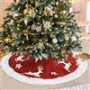 XIMEY Sotto Albero di Natale, Gonna Albero di Natale,Coprialbero, Tappeto in Peluche Morbido, Decorazione Natalizia Riutilizzabile, 120 cm, Bianco (Rosso, 92cm)