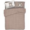 BIANCHERIAWEB Copripiumino Sacco Piumone Pensieri Delicati 100% Cotone Orsetto Tartan Matrimoniale Beige