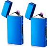 Leikurvo 2 accendini elettronici USB, accendino elettrico USB, ad arco a LED, doppio arco, con indicatore di batteria, antivento, accendino al plasma premendo un pulsante, colore blu