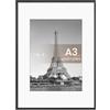 upsimples 1 pezzo Cornice portafoto in alluminio A3 Nero, Foto A4 (21x29,8cm) con passepartout o A3 (29,7x42cm) senza, Cornice per quadri in metallo con vetro acrilico