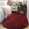 Treer Tappeto Ovale Salotto Moderno Pelo Corto Lavabile Morbido Tappeti per Soggiorno Tappeti per Interni Morbidi Tappeti, per Divano Camera da Letto Home Decor (Rosso Bordeaux,80x160cm)