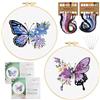 TAIHOBO Set da Ricamo per Principianti di Farfalla, 2PCS Ricamo Starter Kits a Mano con Istruzioni Aghi Fili Telaio, Embroidery Kit per Principianti e Adulti, Kit Ricamo per Gli Appassionati di Cucito