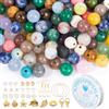 EUES 100 pezzi di perline naturali multicolori da 8 mm per braccialetti, set di perline di pietre preziose per realizzare braccialetti fai da te, set di perline di vetro da infilare per collane