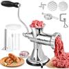 Hanchen Tritacarne Manuale Acciaio Inox Insaccatrice per Salsicce Domestico Commerciale con 2 Dischi da Taglio e Imbuto per Pollo Maiale Manzo Verdure