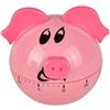 NInE-ROnG Minuteur Cochon Rose 60 Min, Mécanique à Remontage Manuel | Figurine compacte en ABS, cadran rotatif, fonctionnement sans pile, signal final, gâteaux, pizza, légumes, café, lecture