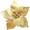 Xinnun 24 Pezzi di Fiori di Poinsettia Artificiali in 3 Taglie per Addobbi Natalizi Fiori di Stella di Natale Glitterati Fiori Finti per Albero di Natale Decorazione di Capodanno per Casa (Oro)