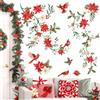 decalmile Vetrofanie Natale per Finestre Adesivi Murali Fiore di Natale Vite Adesivi Finestra Natale Fiori di Vite Foglie Floreale Cardinale Adesivi Vetro Porta Soggiorno Decorazione Natalizia
