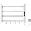 SKYLYZH Portasciugamani Elettrico 550x350mm Scaldasalviette Radiatore da Bagno Elettrico Portasciugamani intelligente, IP24 Impermeabile, Temperatura regolabile 30-70℃, Temporizzazione 1-9 ore-White Right