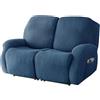 WWQQKJ Copridivano Relax Reclinabile Elasticizzato 2 Posti, Copripoltrona Relax Reclinabile Universale con Tasche, 6-Pezzi Fodera per Poltrona Lavabile(Blu Reale,2 posti)