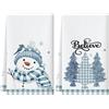 Artscope Set di 2 Buffalo Strofinacci Cucina Natalizio Albero di Natale e Pupazzo di Neve Asciugamani da Cucina Natalizie per Divertente Carina Decorazioni Cucina 45x66cm (Blu)