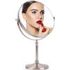 Ohotecy Specchio da Trucco 20 cm con Ingrandimento 1/10X Specchio Cosmetico AISI304 Grande Piano da Tavolo Girevole su due Lati con Finitura Cromata