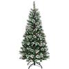 COSTWAY Albero di Natale Innevato 150/180/210/240 cm, Albero di Natale Artificiale con Rami, Bacche Rosse e Base di Metallo, Decorazione Natalizia per Casa, Negozio e Ufficio (180 CM)