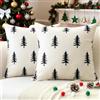 JOTOM Set di 2 Federe per Cuscini Natalizi 55 x 55 cm, con Stampa su Entrambi i lati, Decorative per Divano, Letto e Divano, Decorazione Invernale per Casa, Divano e letto (Albero Nero)