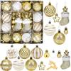 VerLuky Palline di Natale Oro Bianco, 44pcs Decorazioni Natalizie Albero Palline Natalizie Plastica Oro Bianco, Ornamenti Natalizi per Addobbi Albero di Natale