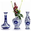 LANLONG ArtFam - Set di 3 vasi da fiori in porcellana smaltata blu e bianca, vasi classici per la decorazione della casa