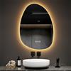 EMKE Specchio da Bagno con Illuminazione Asimmetrica - 75 x 55 cm - Anti-Appannamento, Specchios LED, 3 Colori di Luce Regolabili, Interruttore Tattile, Funzione Memoria - Specchi da Bagno