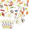 Hegbolke Confezione da 4 decorazioni sportive per feste di compleanno, tovaglia, calcio, basket, baseball, hockey, softball, pallavolo, 130 x 214 cm