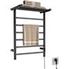 QL Scaldasalviette Elettrico con Timer,Portasciugamani Elettrico da Parete Intelligente a Temperatura Regolabile,Basso Consumo 145W,con Ripiano 680x500mm,Nero