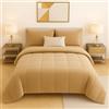 Masters House Biancheria per la Casa Master House Trapunta Piumone Matrimoniale Singola Piazza 1/2 in Morbido e Caldo Velluto per Camera da Letto Elegante e Confortevole (Biscotto, Singola 160x260cm)