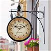 Strixorn Orologio a Parete Doppia Faccia Giardino Treno Orologio da Stazione Vintage con Supporto, New York, Orologio da Parete in Metallo Muto Doppio Lato Soggiorno Decorazione della Casa 33 * 31 cm