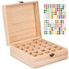 WishesMar Scatola Oli Essenziali 25 Slots Organizer in Pino per Oil Aromaterapia - Porta Oli Essenziali in Legno Contenitore Regalo per Viaggio Visualizzazione Stoccaggio per 5/10/15ml Bottiglie