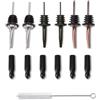 Legerm Set di beccuccio versatore per bottiglia, per versare olio, liquori, Acciaio per uso alimentare 18/8., Argento, liquor pourer set of 7
