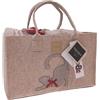 Daunex Plaid in Morbido Coral con Applicazione + Borsa Porta Plaid in Feltro - Beige, Dimensione 1