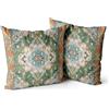 Snylcce Set di 2 Copricuscini Stile Bohémien 65x65 cm Copricuscini Decorativi Quadrati Throw Pillow 65x65 CM Divano Auto Federa per Esterno Casa Letto Soggiorno Divano Decorazione (Verde)