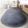 Treer Tappeto Ovale Salotto Moderno Pelo Corto Lavabile Morbido Tappeti per Soggiorno Tappeti per Interni Morbidi Tappeti, per Divano Camera da Letto Home Decor (Grigio,100x200cm)