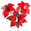 com-four® 3x composizioni decorative, fiori artificiali come fantastiche decorazioni natalizie, bellissime decorazioni per la stanza, anche per ghirlande e composizioni floreali (rosso + bianco)