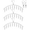 Qualsen Stendibiancheria in Acciaio Inox e Gancio Antivento con 10 Clips in Metallo per asciugare Calze, Pannolini, Reggiseno, Asciugamani, Intimo, Cappello, Sciarpa (3 Pezzi)