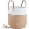 Lannvan Cesto Portabiancheria - 40 x 35 cm Cestino Portaoggetti Pieghevole - Portabiancheria Sporca in Corda di Cotone con Manici - Cesta Porta Giochi - Per Il Soggiorno, Il Bagno,Giallo