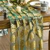 Artoid Mode - Runner da tavolo in tulle di gazar verde e oro con dalie natalizie, 70x300 cm, decorazione per cucina invernale, decorazione per interni, decorazione per feste e vacanze