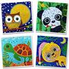 Aapxi Set di 4 quadri per Diamond Painting per bambini, fai da te 5D Diamond Painting, kit per pittura con diamanti e strass, per decorazione della casa, 15 x 15 cm