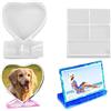 CZlinOduMMX Set di 2 stampi in resina epossidica per cornice portafoto decorazione foto stampo in silicone per cuore foto stampo rettangolare per cornice fotografica personalizzata compleanno artigianato in