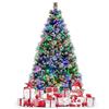 COSTWAY Albero di Natale Innevato 185/215 cm Pre-Illuminato e Incernierato, con 747/1116 Punte, 350/400 Luci LED, 55/70 Pigne, 55/70 Bacche Rosse e 11 Modalità di Illuminazione (215 cm)
