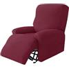 WWQQKJ Copridivano Relax Reclinabile Elasticizzato 2 Posti, Copripoltrona Relax Reclinabile Universale con Tasche, 6-Pezzi Fodera per Poltrona Lavabile(Red Wine,1 Posto)