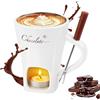 Wvu & Wvo Set di fonduta al cioccolato in ceramica, 200 ml, tazza per sciogliere il cioccolato, set per fonduta con forchetta e tealight per formaggio, cioccolato e burro caramello
