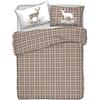 BIANCHERIAWEB Copripiumino Sacco Piumone Pensieri Delicati 100% Cotone Dis. Cervo Tartan Matrimoniale Beige
