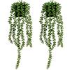 Astralong 2 Pezzi Pianta Sospesa Grasse Artificiale, Piante Artificiali da Appendere in Vaso, piante Pendenti Finte Cadenti, Artificiali piante Appese Finto Filo di Perle per Mensole Interne