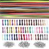 Freyeeti 60 Pezzi 60 Colori Cordino in Pelle, 1 m x 3 mm Filo per Braccialetti con 100 Fibbie, 50 Chiusura a Moschettone e 100 Anelli Congiunzione per Gioielli Fai da te Artigianato e Accessori